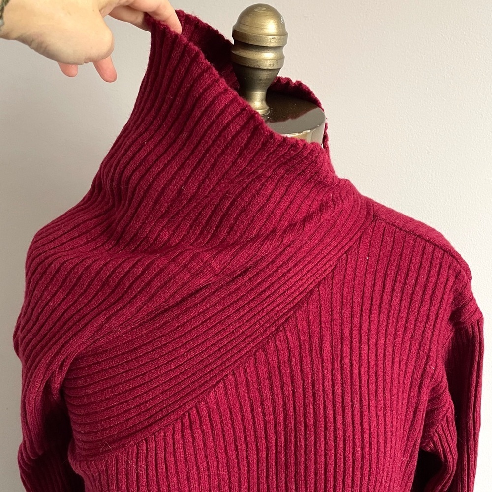 Marques Almeida Burgundy Ribbed Merino Wool Sweater - XS/S - Picture 4 of 12